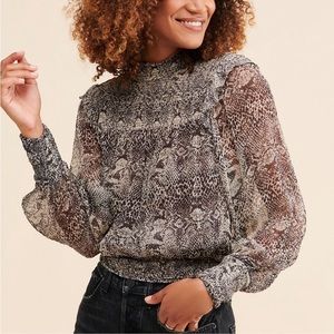 Free People Roma Blouse Snake Print Size Small